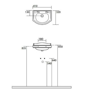 Раковина Kerasan Retro 103301*1 sx белая 41 см
